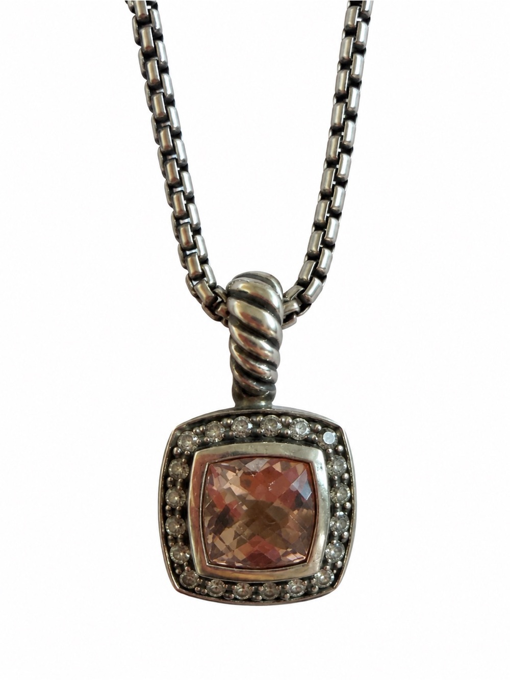 David Yurman Albion Pendant Morganite &  Diamonds Necklace